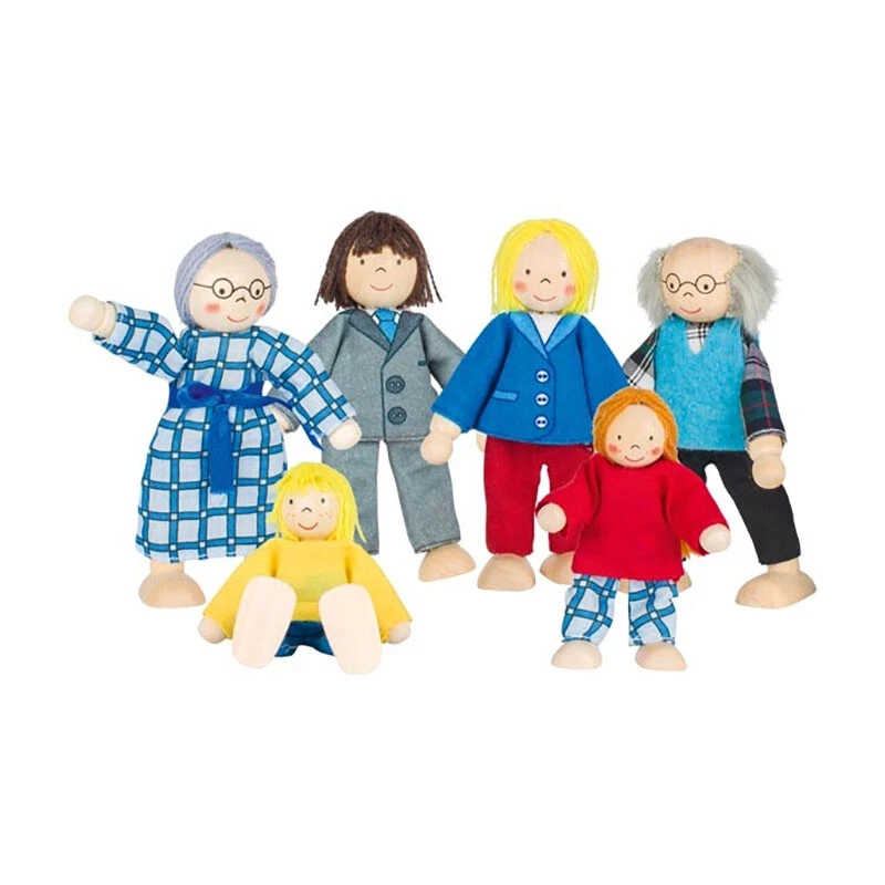 goki SO218 Biegepuppen "City Familie" 6-tlg. Set für Puppenhaus, Holz - Bild 1 von 1