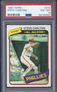 1980 TOPPS #210 STEVE CARLTON PHILLIES HOF PSA 8 NM- MINT NEW PSA CASE - Picture 1 of 2