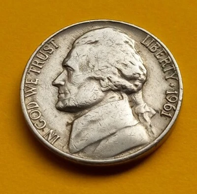 1961 D Jefferson Nickle 5c Five Cent Coin Circulated But Nice FREE SHI N152 - Image 1 of 2