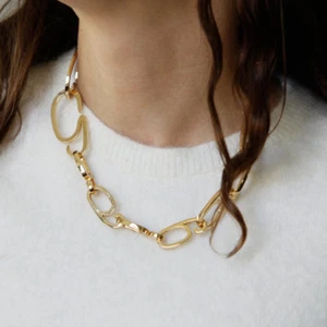 Gabriela Artigas 14K Yellow Gold Plated Brass Double G Link Choker Necklace - Picture 1 of 5