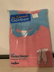 Vintage Gerber Toddler Pink Blue BlBlanket Sleeper Footie Pajamas - New 2T - Picture 1 of 4