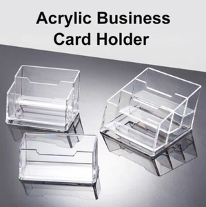Acrylic Business Card Holder Transparent Plastic Desktop Storage Box - Foto 1 di 20