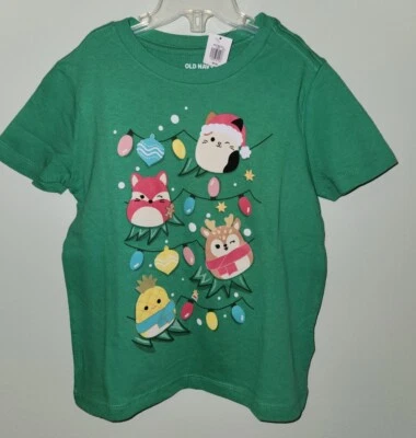 Camiseta de Navidad Old Navy Niñas TALLA 5 (XS) Squishmallows Verde Nueva #21823 Foto 1 de 3