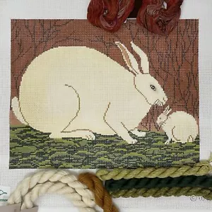Cooper Oaks Handpainted Needlepoint Kit Rabbits Hare's Heir warren kimble folk - Picture 1 of 2
