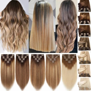 Extensiones de cabello humano 100 % Remy con clip de doble trama Balayage cabeza completa GROSOR - Imagen 1 de 38