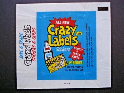 1979 FLEER *CRAZY LABELS STICKERS* WAX WRAPPER (type 2)  - Image 1 of 2