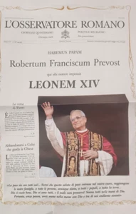 Leone XIV (PREVOST) ed. 08/05/25 OSSERVATORE ROMANO PRIMA STAMPA - Afbeelding 1 van 2
