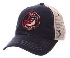 Zephyr Hats USA Hockey Hat Cap NCAA Baseball Cap Adjustable Mesh Back Navy/Red