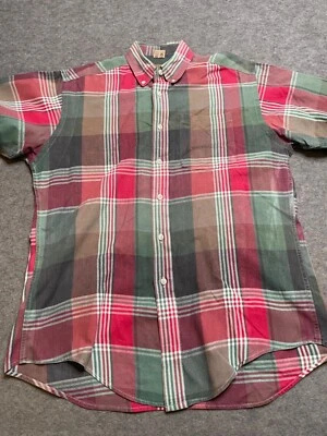 Vintage Ruff Hewn plaid cotton button down short sleeve shirt Mens size M - Image 1 of 4