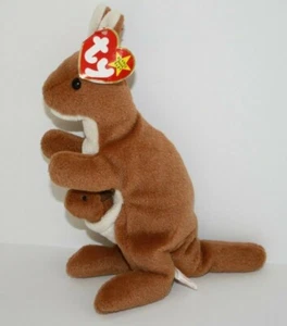 Tasche Känguru mit Baby 1996 Ty Beanie Baby P.V.C Pellets mit Etikett braun - Bild 1 von 7
