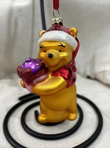 Vintage Disney Winnie the Pooh 5" Glass Ornament Santa Pooh - Picture 1 of 7