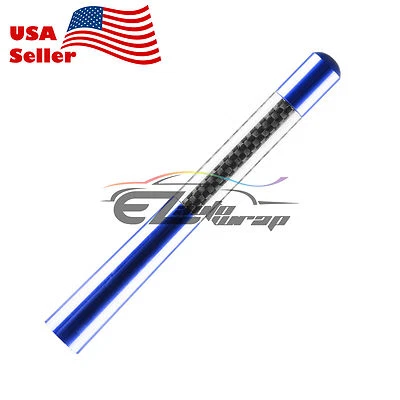 Универсальная автомобильная антенна 4,7 дюйма из алюминиевого сплава углеродного волокна FM AM радио синяя - Изображение 1 из 4