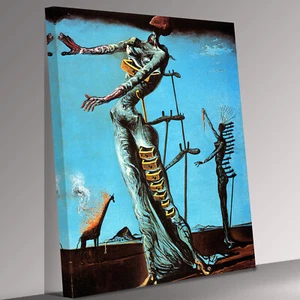 Salvador Dali the burning giraffe Canvas Wall Art Ready To Hang - Picture 1 of 6