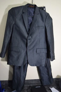 Alberto Danelli BOYS 8 Dark Gray Shiny Sheen Striped Suit Jacket Pants 26x23.5 - Picture 1 of 14