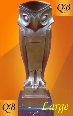 WISE OWL BRONZE FIGURE 1920'S ART DECO  SCULPTURE STATUE CUBIST BIRD FIGURINE - image 1 of 4