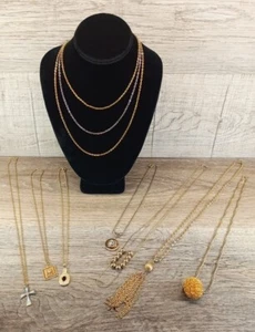 Vintage Necklaces Lot Of 8 Gold Tone ESTATE FIND Free Shipping - Picture 1 of 19