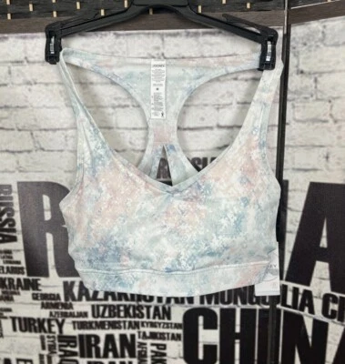 Jockey Active L Gray/Pink Mosaic Print Racerback Cut-out Sports Bra  - Image 1 of 4