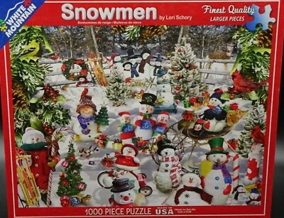White Mountain Puzzle / Snowmen Themed Puzzle / 1000 pcs / "As Is" Pre-Owned  - Image 1 of 4