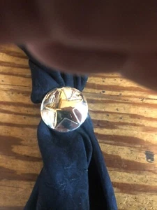Scarf Slide/Wild Rag Slide: 1 1/4" Sterling w/ Brass Star - Picture 1 of 2