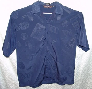 Seals Unlimited Mens 18 1/2 Dark Blue Shirt Casino Gambling Poker Dice Cards - Picture 1 of 12