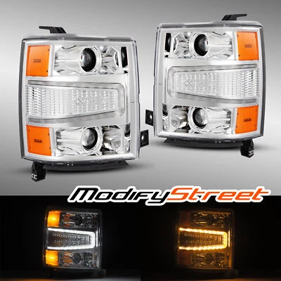 Faros proyectores LED cromados para Chevrolet Silverado serie PRO 14-15 Foto 1 de 4