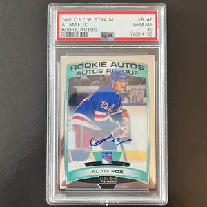 2019-20 OPC O-Pee-Chee Platinum Rookie Auto Adam Fox PSA 10 Gem Mint Rangers
