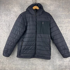 Billabong Puffer jacket hooded zip up Mens size Large black poly lined - Picture 1 of 11