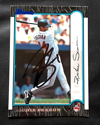 RICHIE SEXSON INDIANS BREWERS MARINERS SIGNED AUTOGRAPHED 1999 BOWMAN CARD - Image 1 of 2