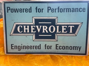 Chevrolet Powered For Performance Engineered For Economy Metal Sign (B11-6) - Picture 1 of 16