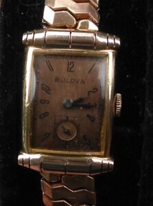 Vintage 14k rose gold filled ART DECO BULOVA WATCH WRISTWATCH watch 21 JEWELS 