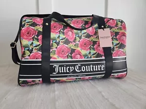 Borsone da viaggio Juicy Couture nero stampa multi rosa notte BILLBOARD nuovo con etichette - Foto 1 di 11