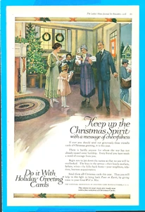 1918 WWI era Christmas Cards holiday family antique print ad mailman tree - Picture 1 of 6