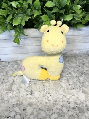 Juguete de sonajero de peluche vintage Baby Carters jirafa azul verde rosa manchas Foto 1 de 4