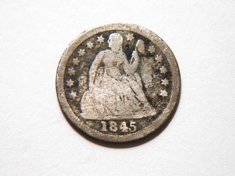 1845-P G+ Silver Seated Liberty Dime,  Nice *Low Priced* Vintage Coin to collect Cover