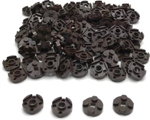 Lego 100 New Dark Brown Plates Round 2 x 2 with Axle Holes Parts - Picture 1 of 1