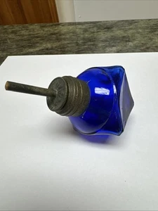 Antique Cobalt Blue Jeweler's Faceted Alcohol Lamp Norman Clark's - Picture 1 of 8