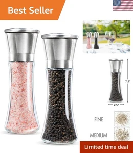 Edelstahl Salz und Pfeffermühle Set - verstellbarer Keramik Rotor - Bild 1 von 8