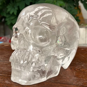 12,65 lb Top Natural Transparente Cuarzo Energía Piercing Calavera Tallado a Mano Cristal Reiki - Imagen 1 de 8