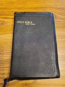 Vtg 1946 Black Leather Holy Bible w Helps Old & New Testament King James Version - Bild 1 von 15