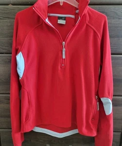 Nike Therma-Fit RED w Lt Gray FLEECE Jacket 1/4 Zip, Sz S - Foto 1 di 5