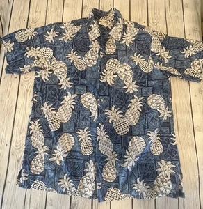 Go Barefoot Hawaiian Tradition Full Button Up Shirt XL Tall Blue - Picture 1 of 6