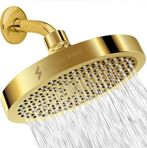 Duschkopf Hochdruck Regen, Premium Qualität Design Ägyptisch Gold, 6 Zoll Rund - Bild 1 von 12