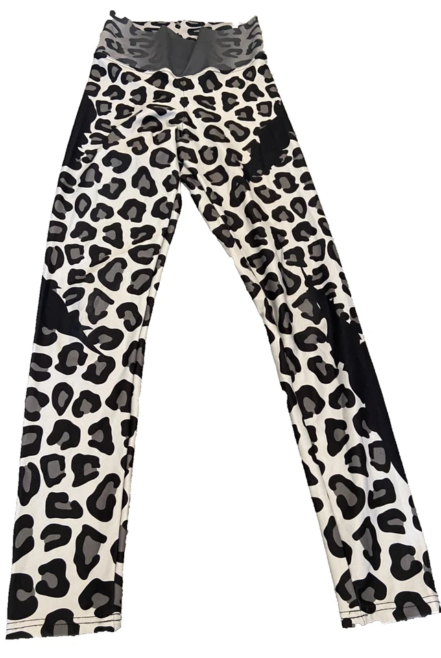 Pole crush UK size small black grey mix animal print tights - Image 1 of 4