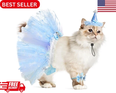 Disfraz de princesa de cumpleaños de gato para gato gatito corona sombrero tutú falda gato princesa H Foto 1 de 4