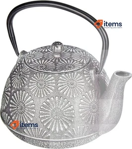 IBILI Cast Iron Bali Teapot, 1.2 Litres, Enamel Interior, Induction Safe, Grey - Picture 1 of 3