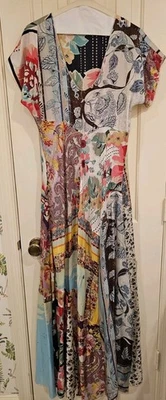 Johnny Was Dress Womens Small Multicolor Silk Maxi Boho Floral Patchwork Pockets - Image 1 of 4