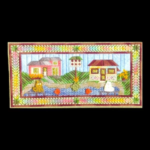 Nancy's Needle Needlepoint Pattern - 4x8 Two Houses on the Shore - Picture 1 of 3