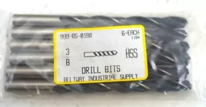 (6/Pack) HSS Jobber Drills 3/8" Drill Bits, P/N HSS-3/8 - Picture 1 of 4