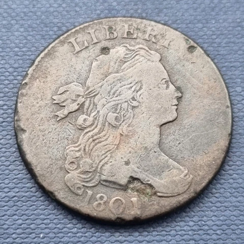 1801 Draped Bust Large Cent 1c Strong Better Grade VF Details #50105 Cover