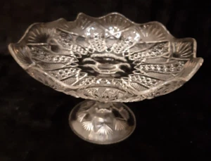 VINTAGE CLEAR DEPRESSION GLASS COMPORT/BOWL 8.6 WIDE X 5.6 inches HIGH - OLD - Picture 1 of 4
